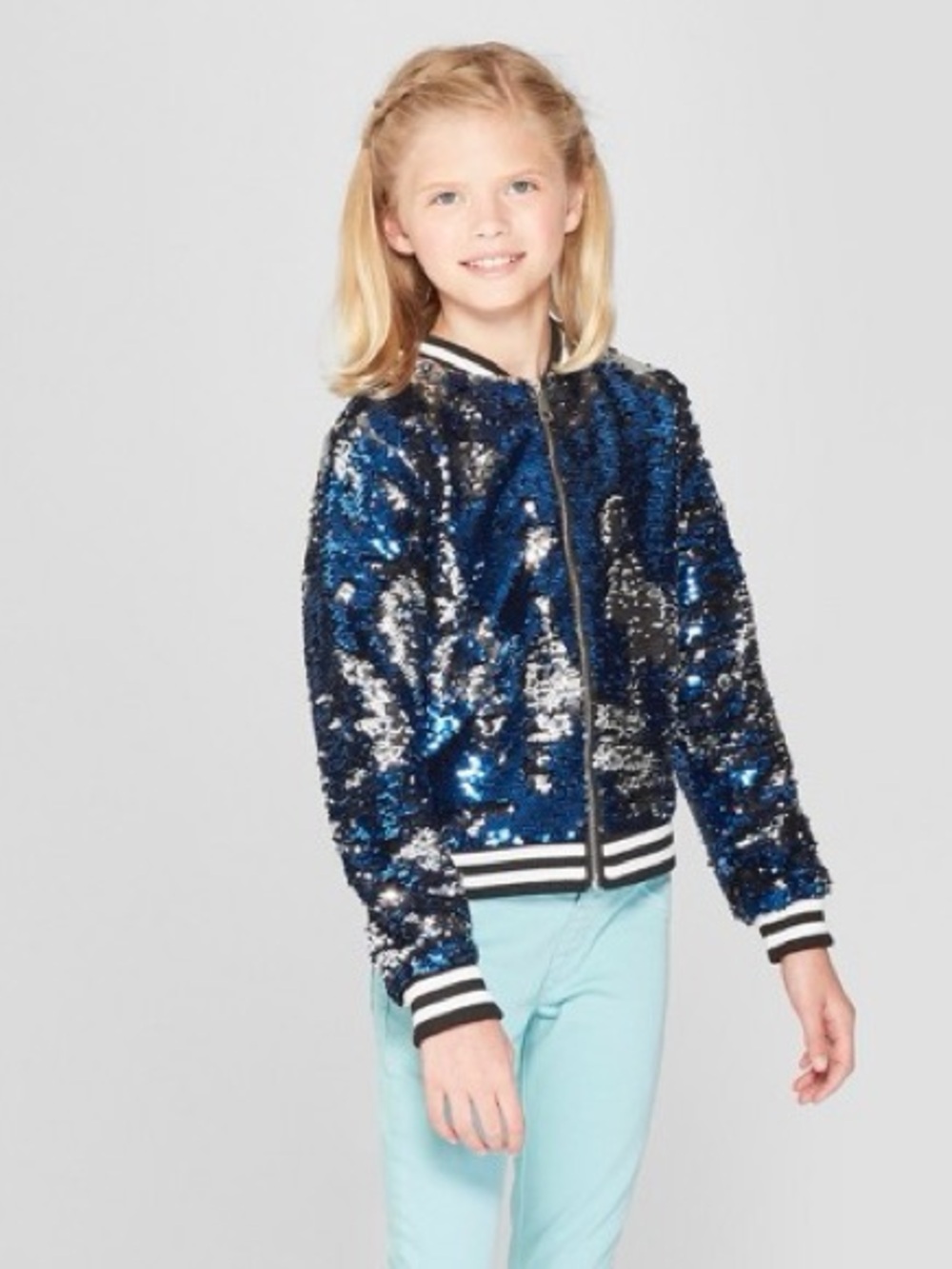 JoJo Siwa Blue & Gold Sequin Varsity Jacket